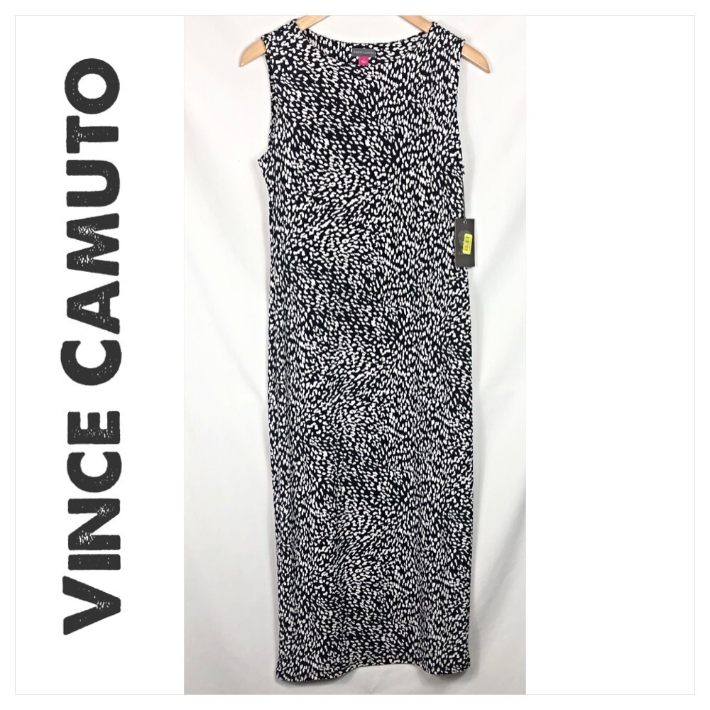 NWT Vince Camuto Sleeveless Maxi Dress | Black & White | Size Small